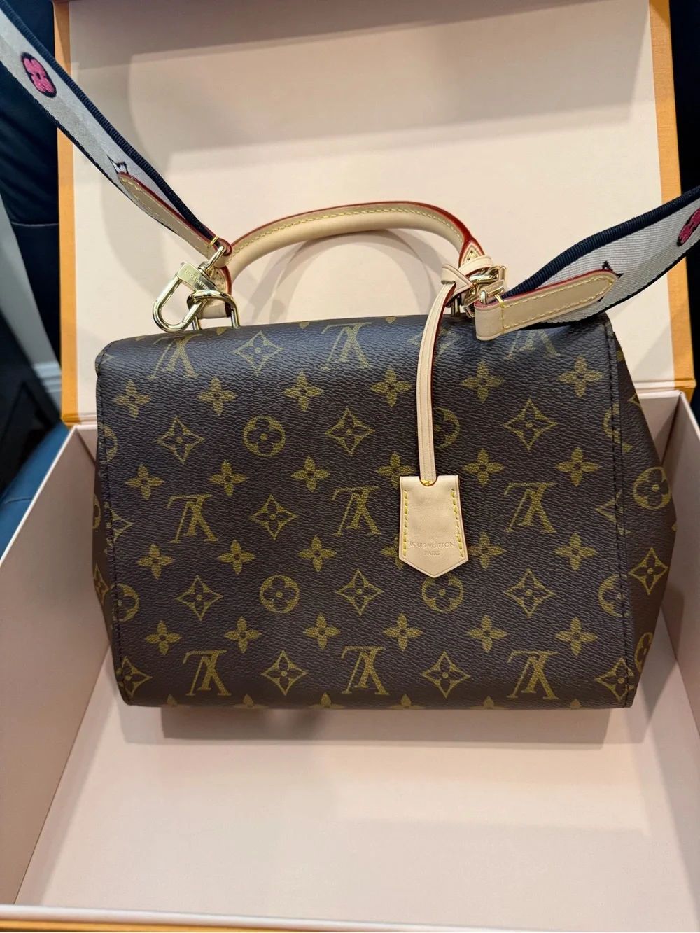 Louis Vuitton Monogram Cluny Canvas Satchel with Cream Handles